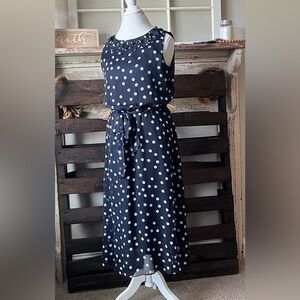 JBS Womens Navy/White Polka Dot Sleeveless Dress SIZE 12